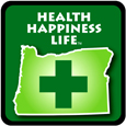 Oregon Health, Happiness, Life Cross Medicinal Marijuana Auto Decal